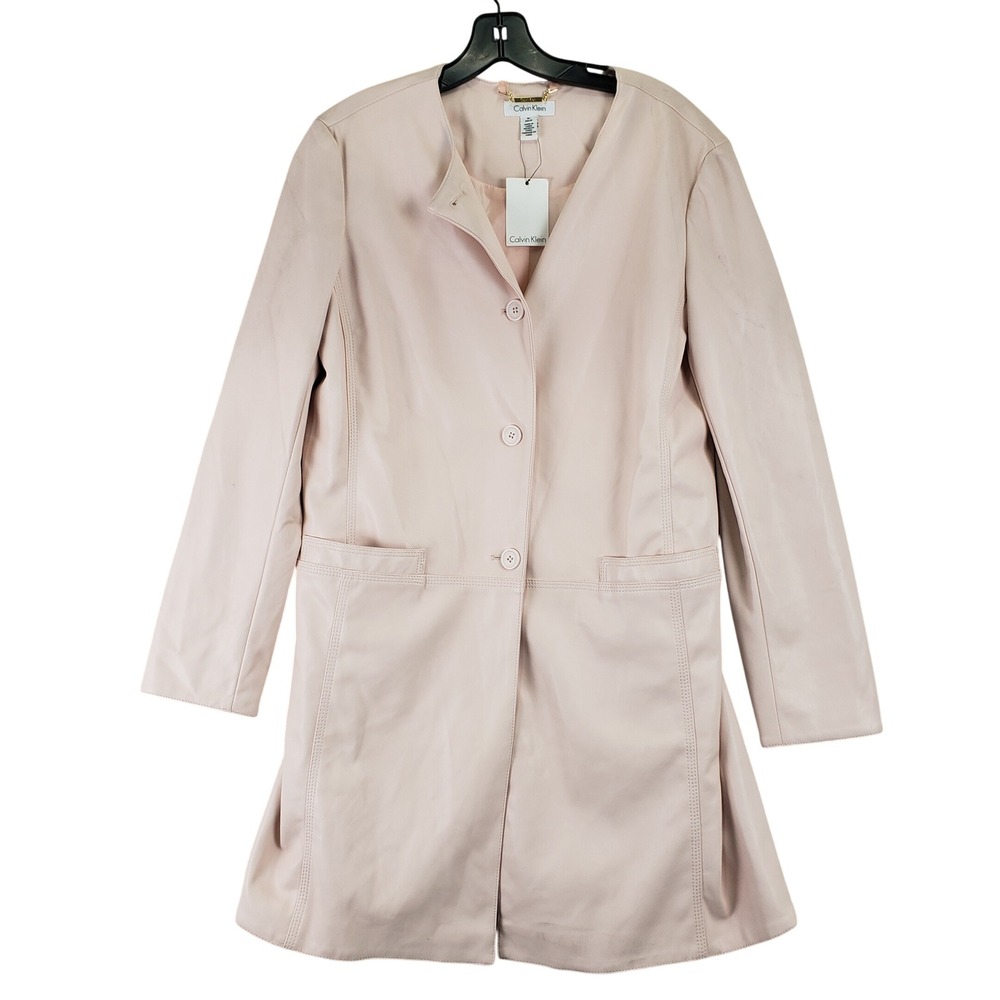 Calvin Klein Faux Leather Jacket Women S Blush Pink Collarless Minimalist Chic